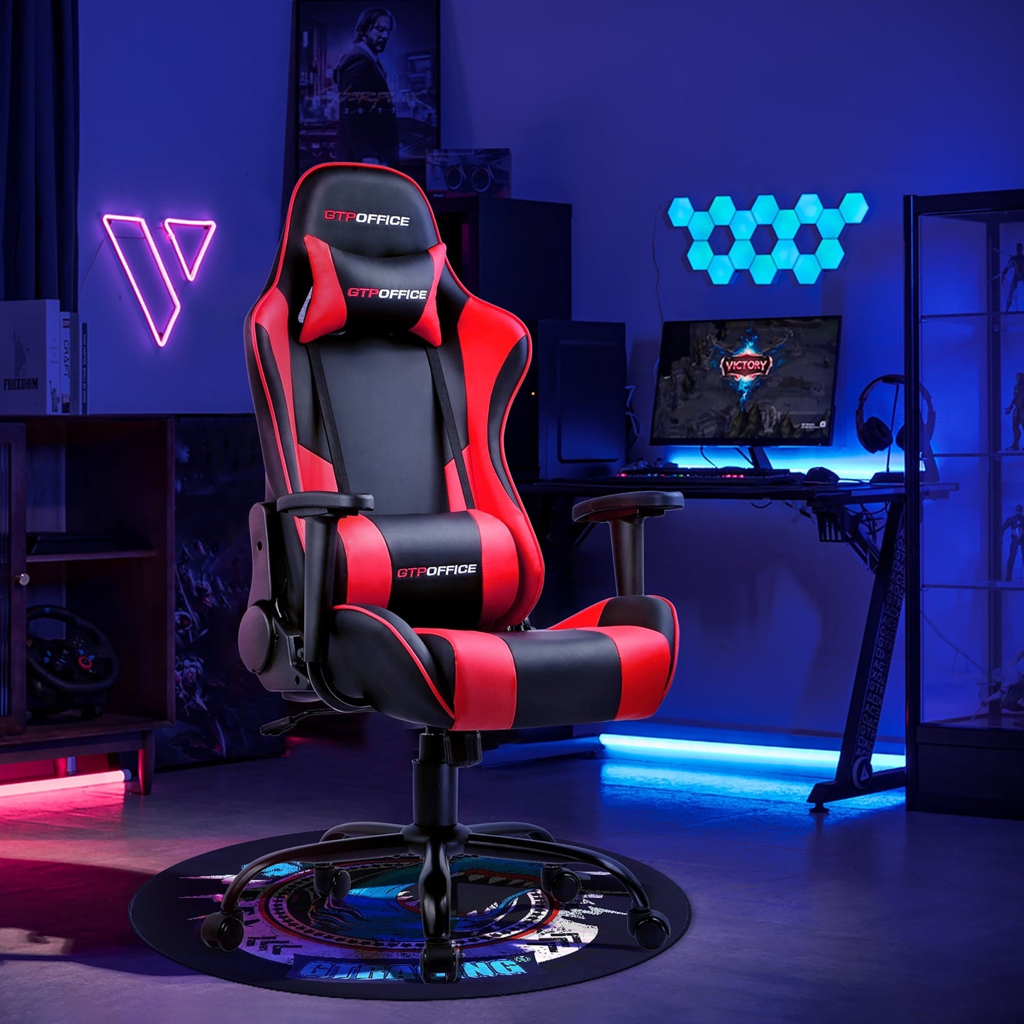 GTPOFFICE Gaming Chair With Massage Office Chair, Red
