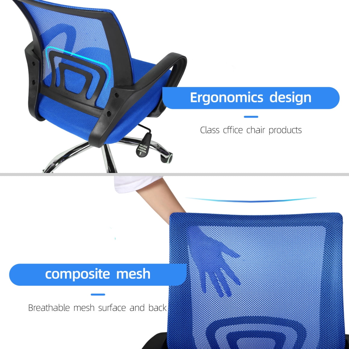 Task Office Chair, Ergonomic Mesh Computer Chair with Wheels and Lumbar Support, Study Chair with Adjustable Height for Students, Men and Women for Dorm, Home Office