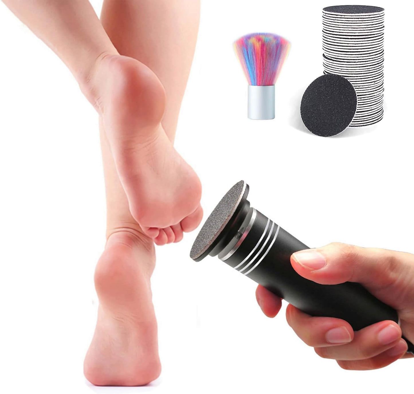 Electric Callus Remover for Feet, Professional Electric Foot Sander Grinder Scrubber Foot File Pedicure Heel Tool for Cracked Dry Dead Skin, Adjustable Speed, 60 Sandpaper Discs, Black