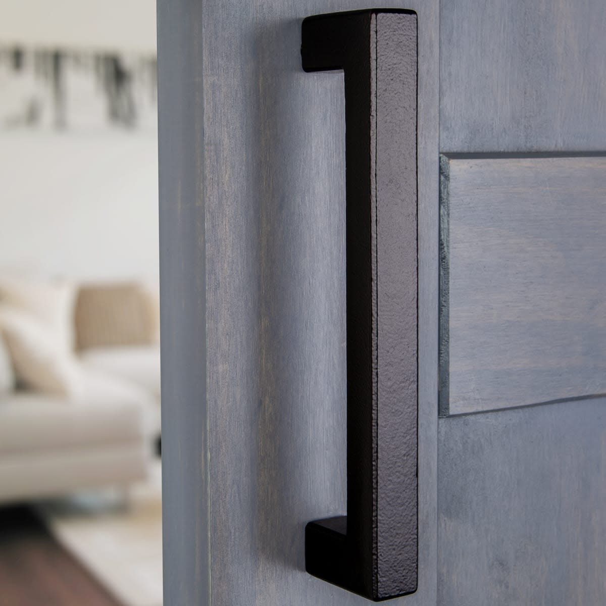 Ageless Iron Bd_Grip Rustic Cast Iron Matte Black 8" Center to Center Single Sliding Barn