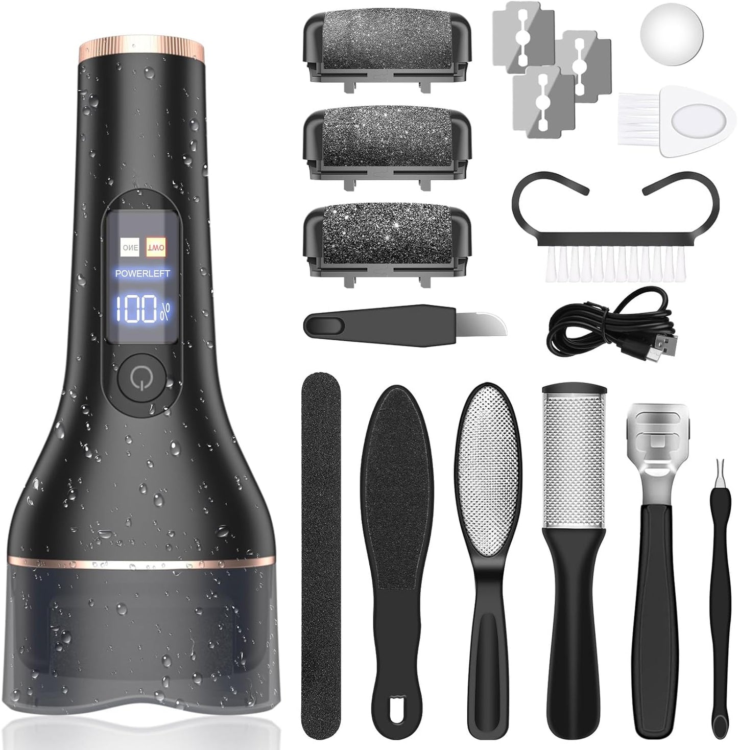 Electric Callus Remover for Feet,Rechargeable Portable Electronic Foot File Pedicure Kits,Professional Waterproof Pedi Feet Care Tools Wet&Dry Foot Scrubber File Perfect for Hard Cracked Dry Dead Skin