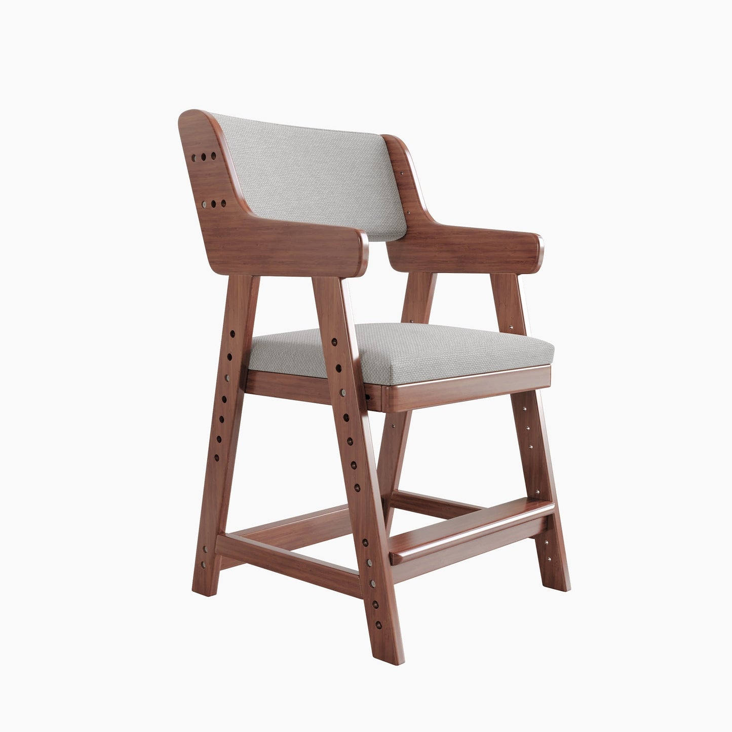 BALANBO Solid Wood Study Chair HighChair Adjustable Highchair for Toddlers to Teens with Steps Kids Dining Chair Study Chair with Removable Cushion (Brown)