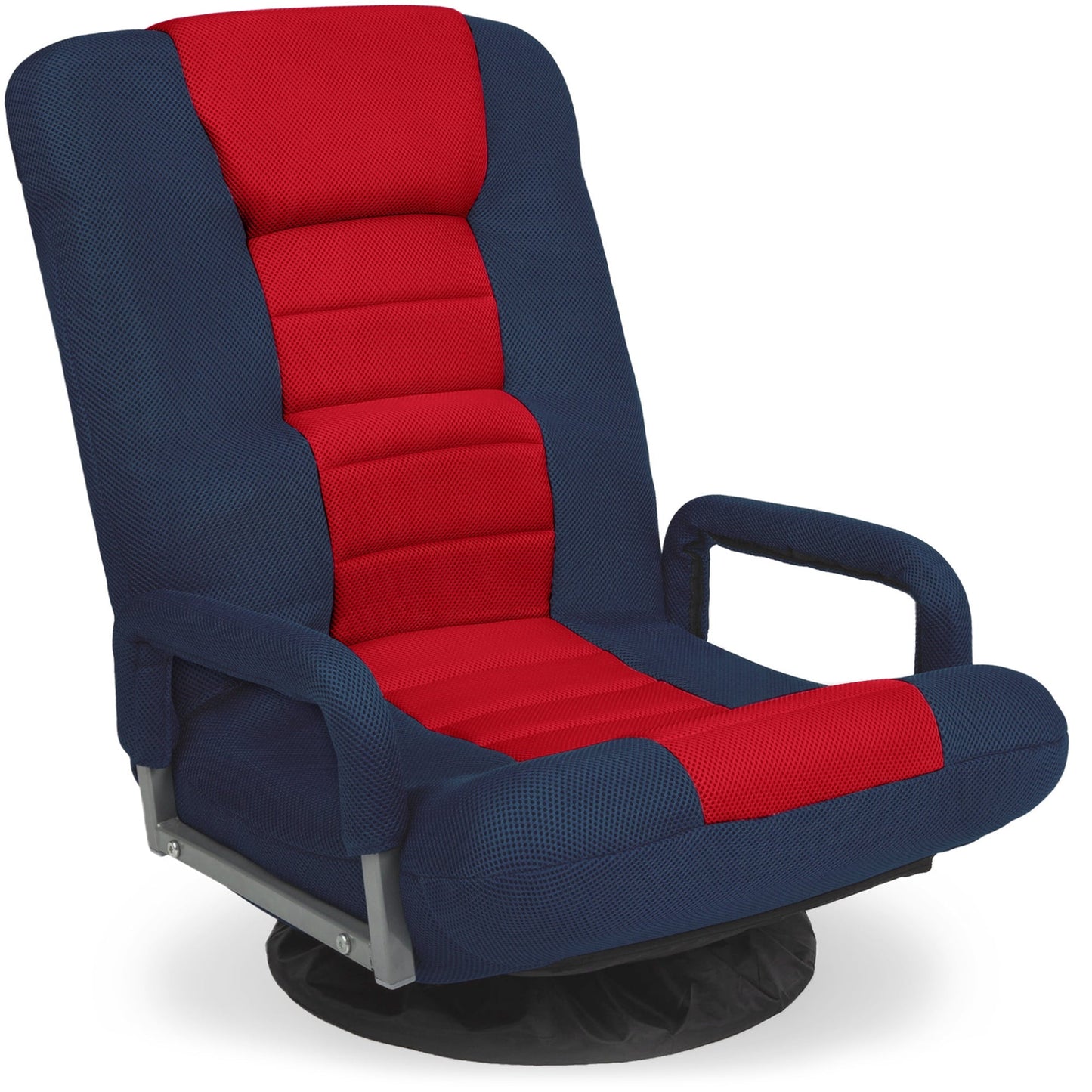 Best Choice Products 360-Degree Swivel Gaming Floor Chair w/ Armrest Handles, Foldable Adjustable Backrest - Blue/Red