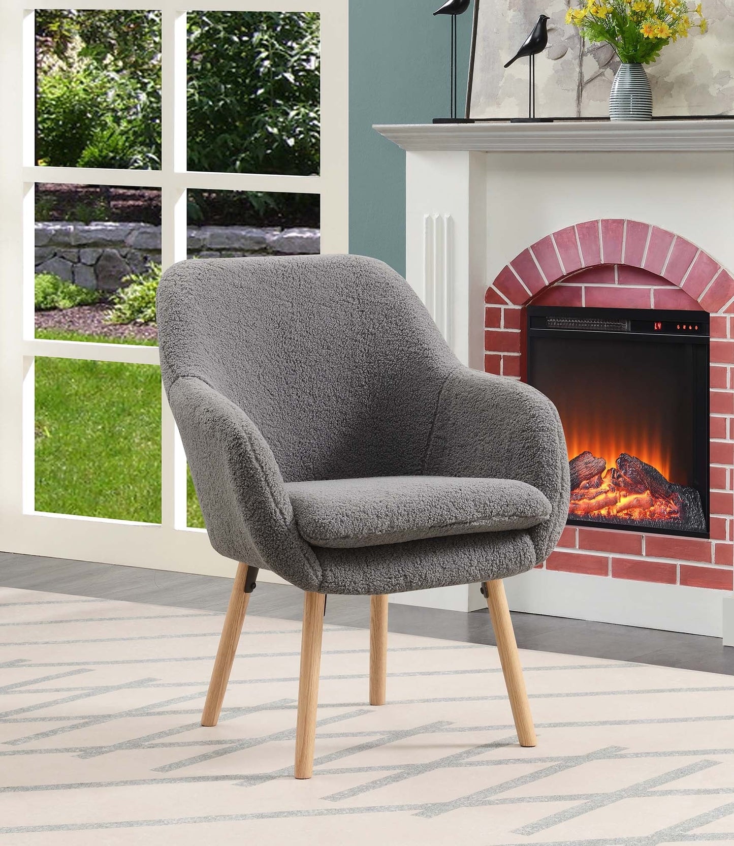 Convenience Concepts Take a Seat Charlotte Sherpa Accent Chair, Multiple Finishes