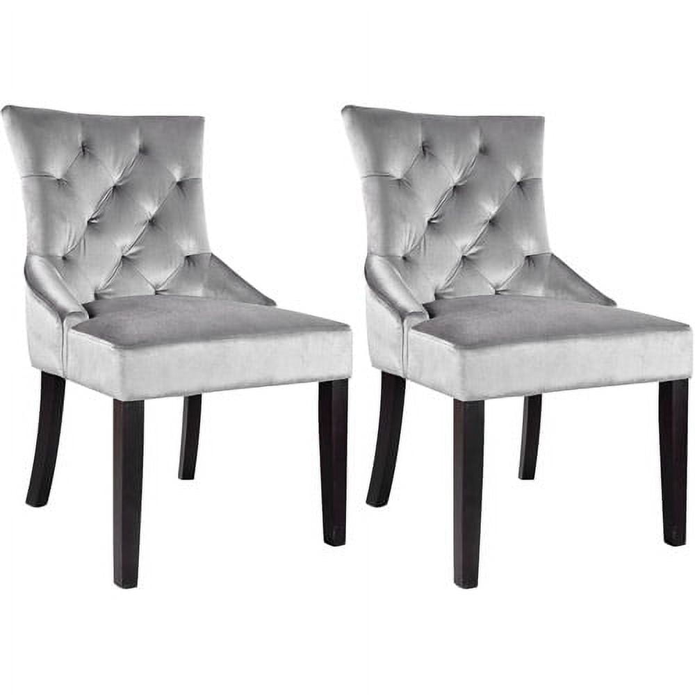 CorLiving Antonio Velvet Accent Chair, Soft Grey, Set of 2