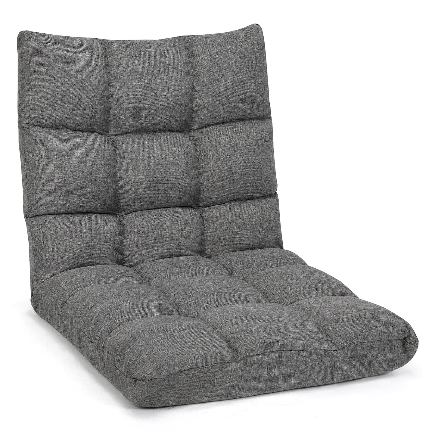 Costway Adjustable 14-Position Floor Chair Folding Lazy Gaming Sofa Lounge Chair Gray