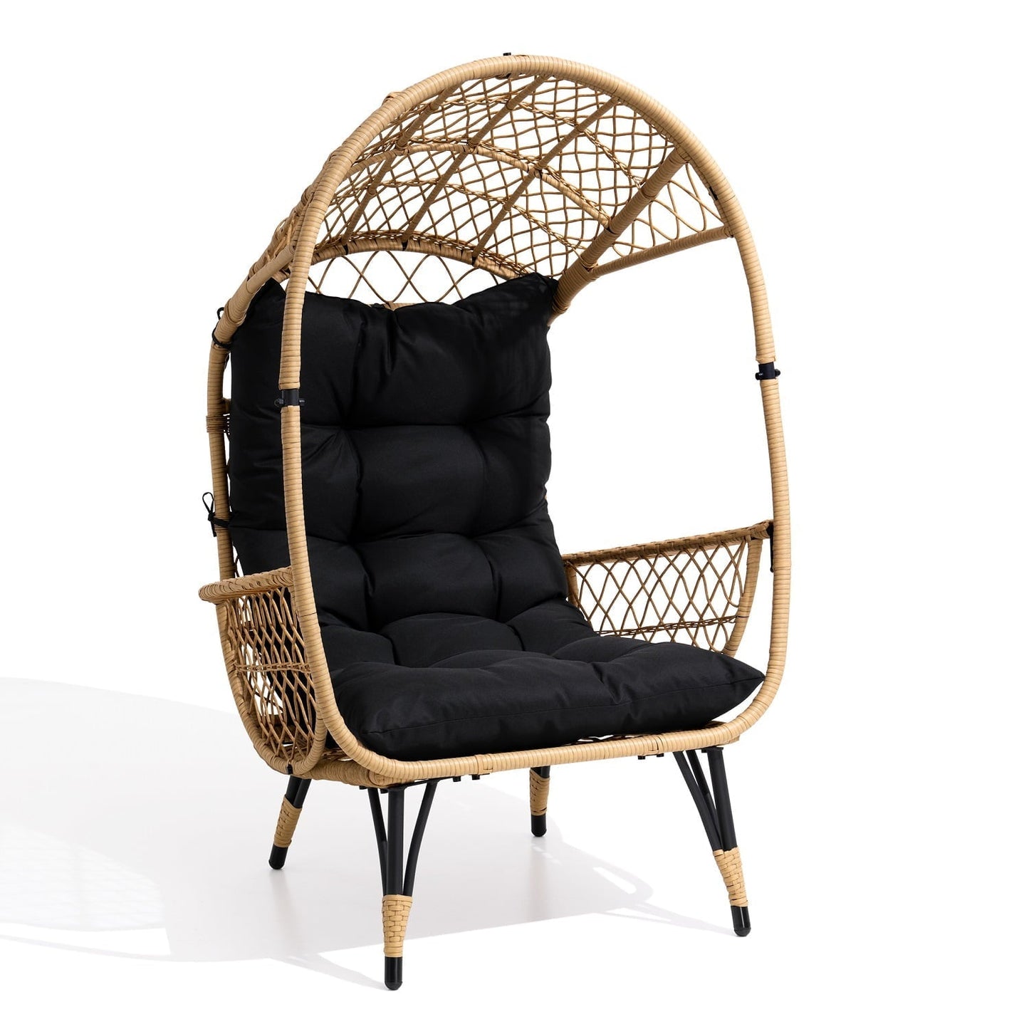 Crestlive Products Indoor Outdoor Wicker Egg Patio Chair PE Rattan Oversized Basket,Black
