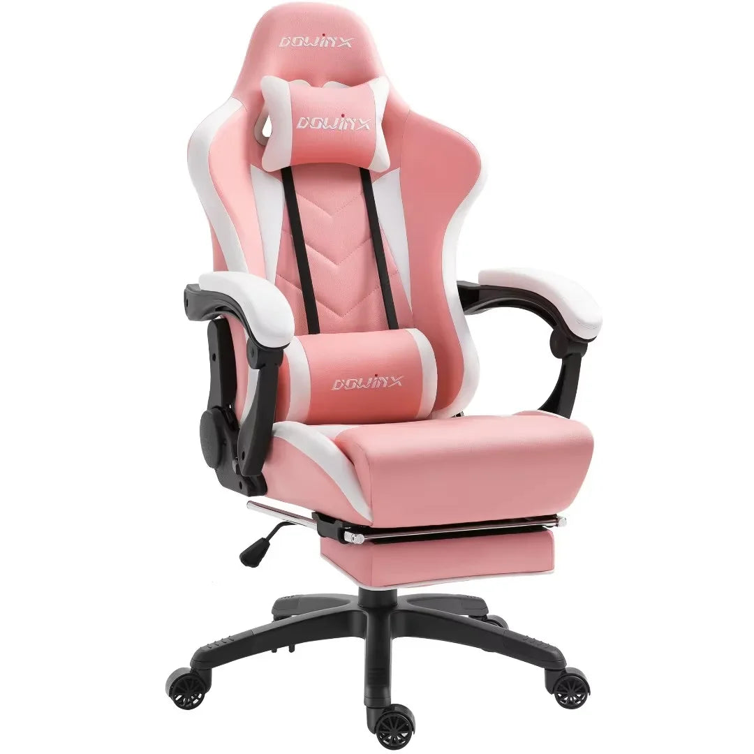 Dowinx Gaming Chair Ergonomic Racing Style Recliner with Massage Lumbar Support, Office Armchair for Computer PU Leather E-Sports Gamer Chairs with Retractable Footrest (Black&Orange)