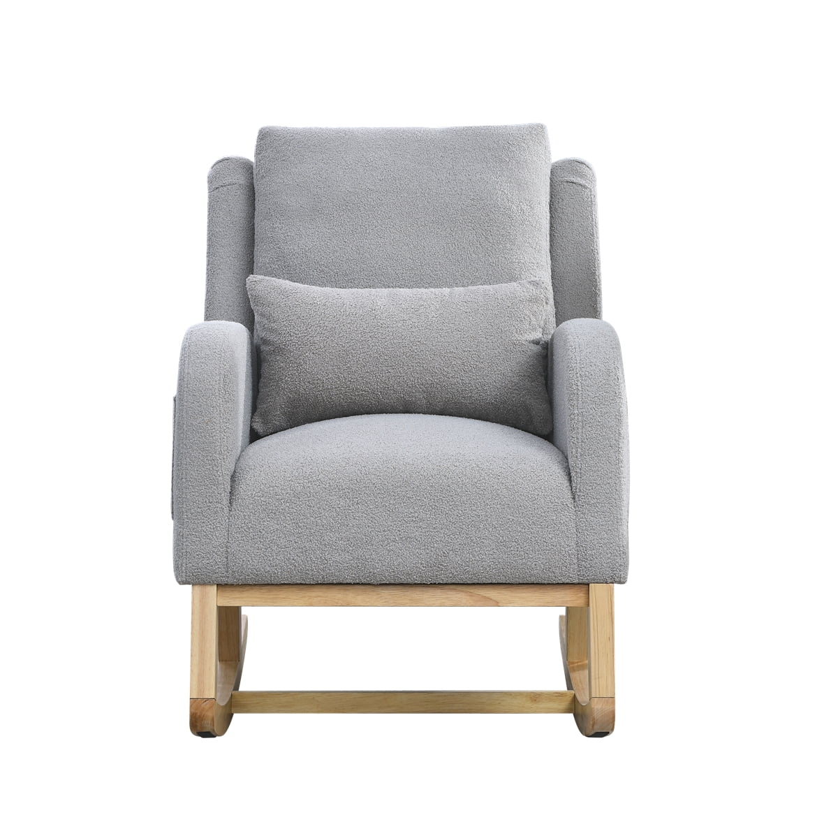 Dtwnek High Back Living Room Accent Chair Rocking Chair with 1 Lumbar Pillow, 2 Side Pockets, Gray