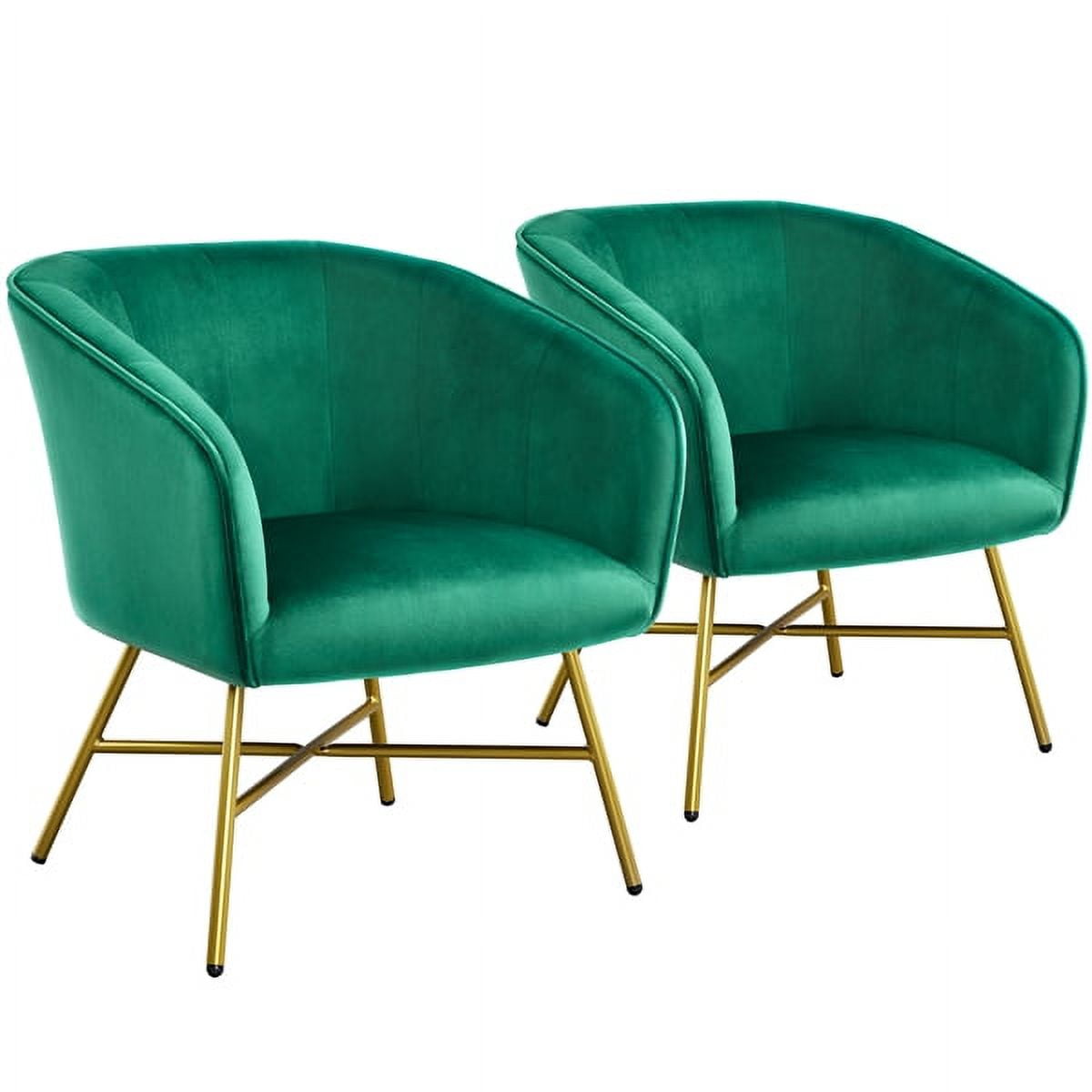 Easyfashion Velvet Club Accent Chair, Set of 2, Green