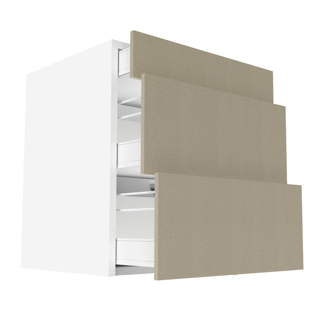 RTA - Fabric Grey - Three Drawer Base Cabinets | 27"W x 34.5"H x 24"D