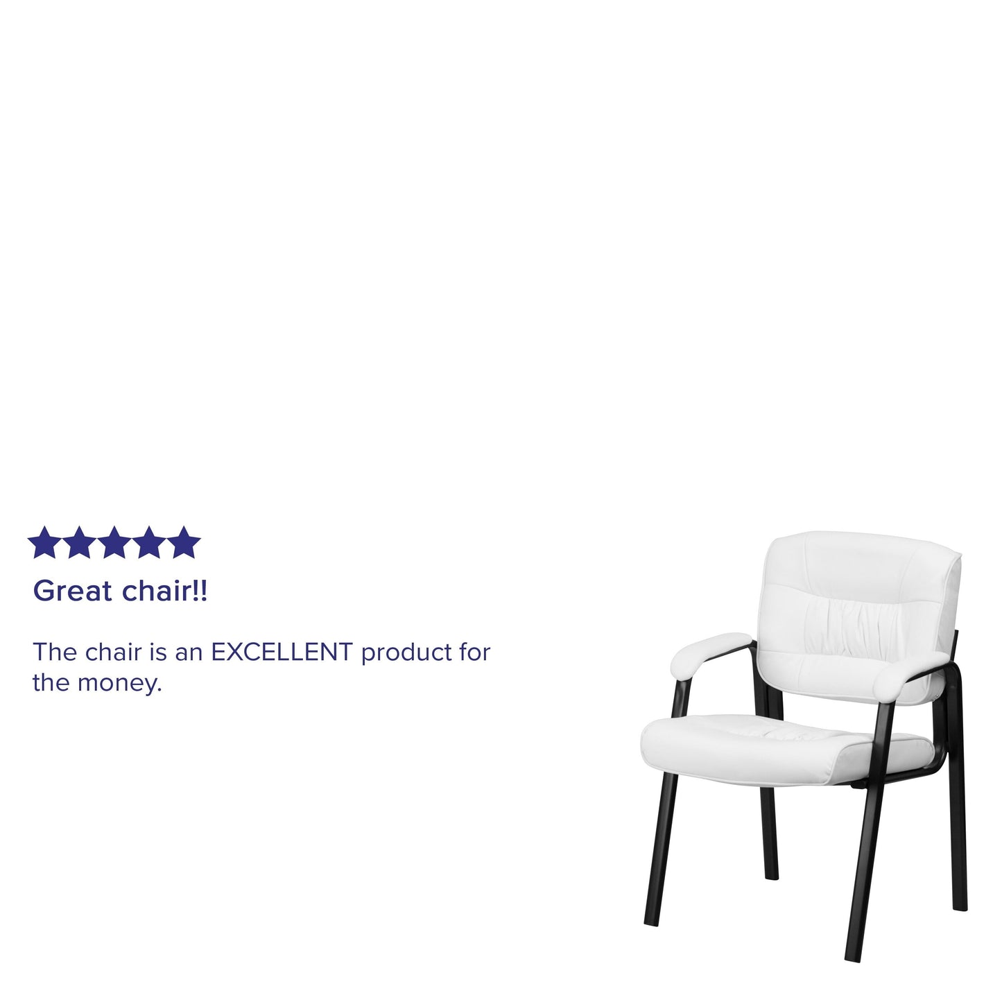 Flash Furniture LeatherSoft Executive Side Reception Lounge Chair with Titanium Gray Frame - 23.25'W x 26'D x 36'H White Faux Leather Faux Leather,