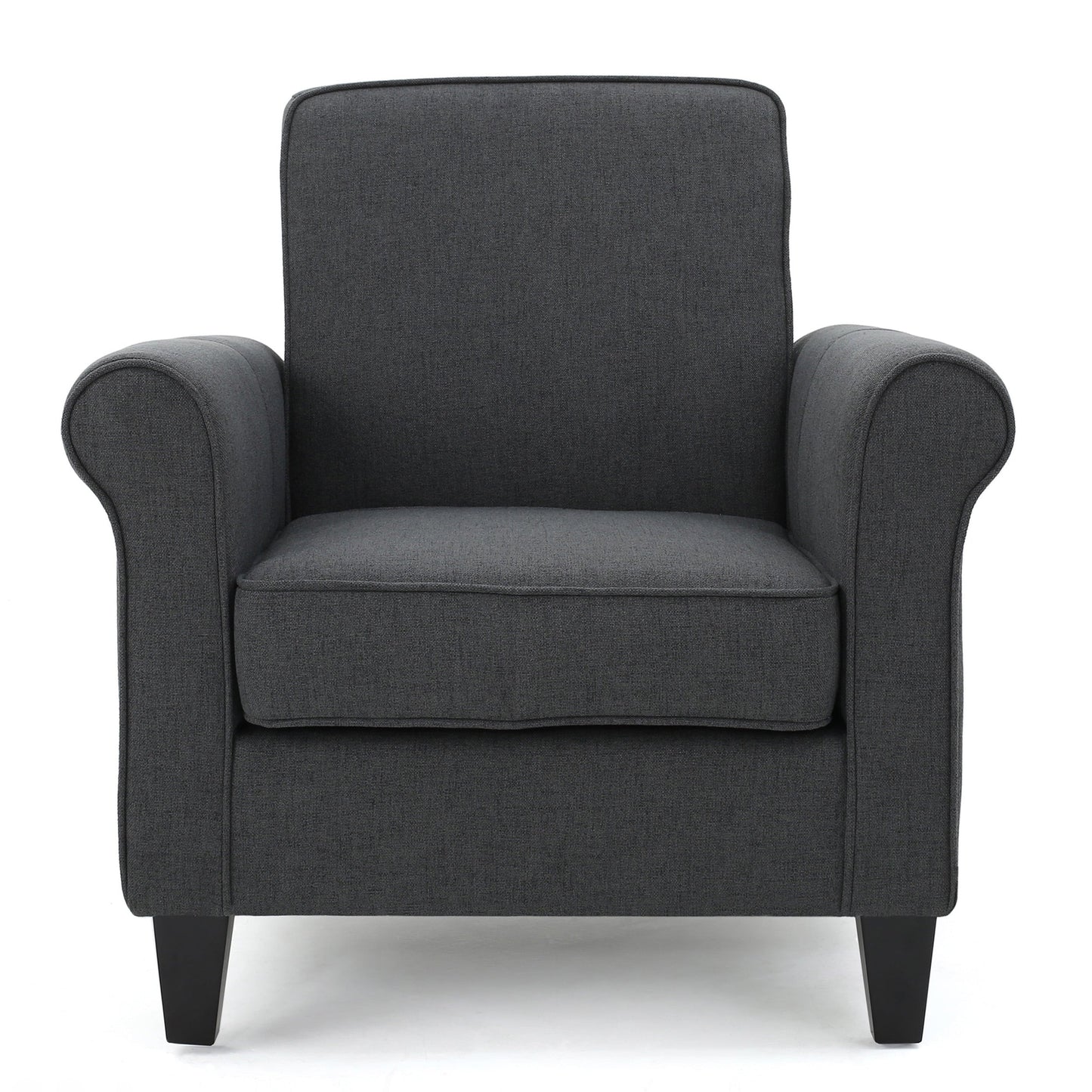 GDF Studio Cinnabar Contemporary Upholstered Club Chair, Dark Gray Fabric and Dark Brown
