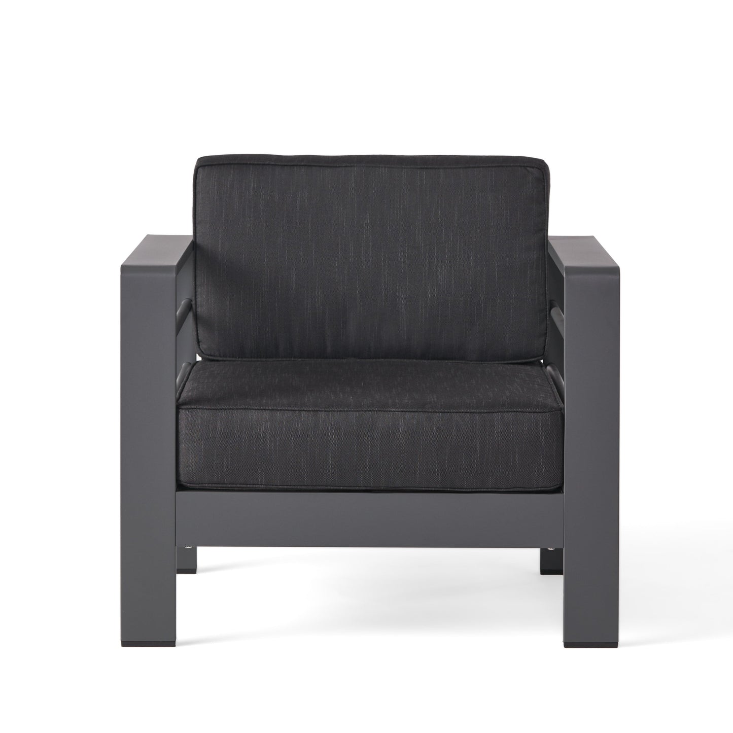 GDF Studio Crested Bay Indoor/Outdoor Aluminum Club Chair, Gray and Dark Gray
