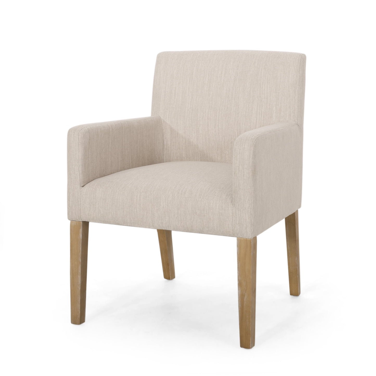GDF Studio Gilliam Contemporary Fabric Upholstered Armchair, Beige and Weathered Brown