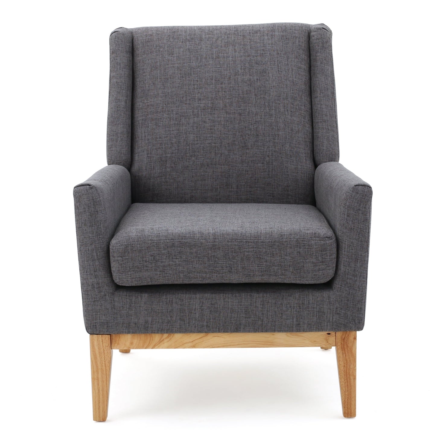 GDF Studio Glasgow Mid Century Modern Fabric Upholstered Club Chair, Light Gray and Natural