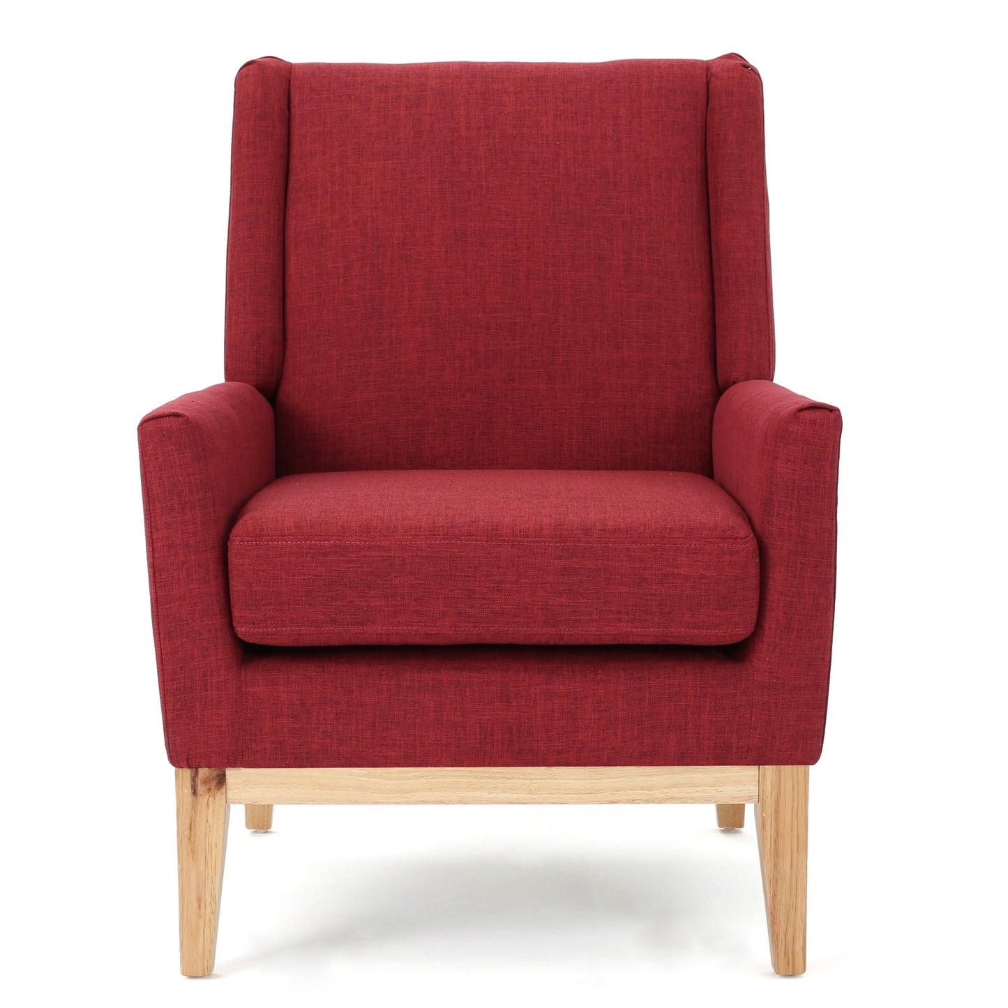 GDF Studio Glasgow Mid Century Modern Fabric Upholstered Club Chair, Red and Natural
