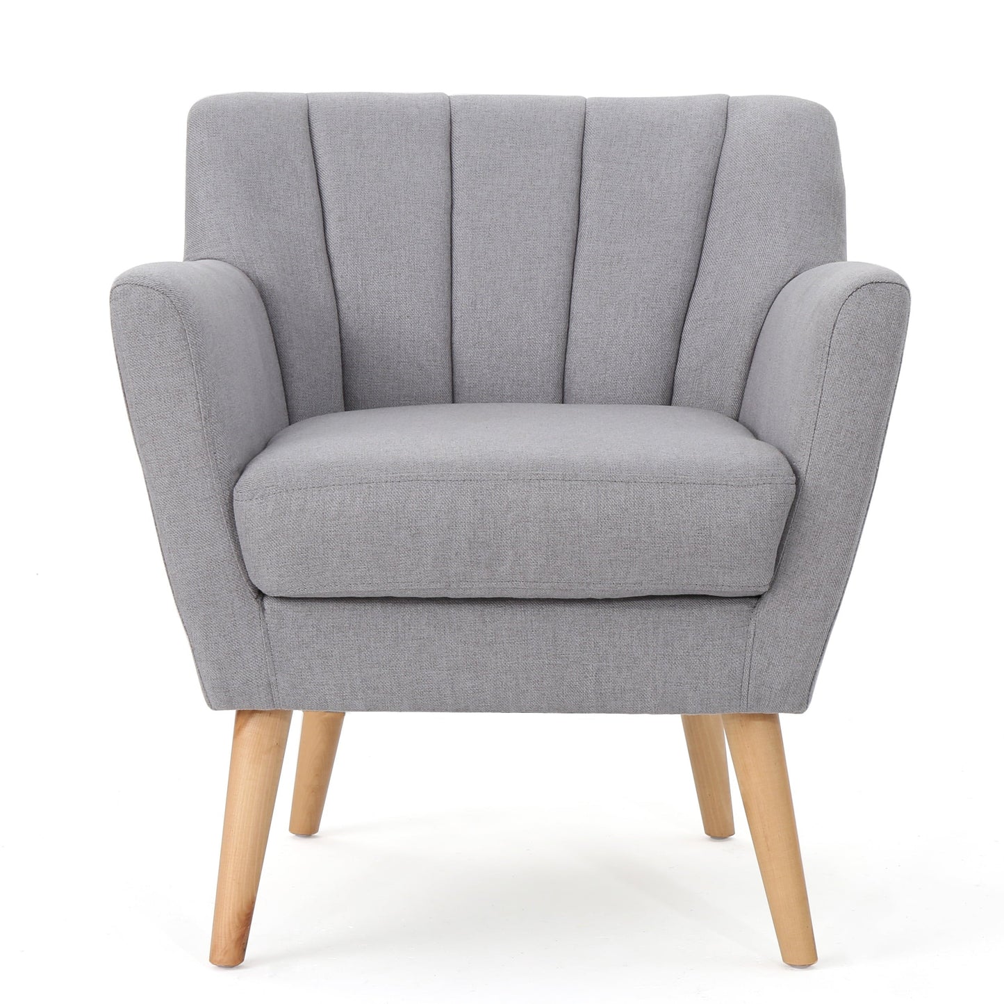 GDF Studio Madelyn Mid Century Modern Light Grey Fabric Club Chair