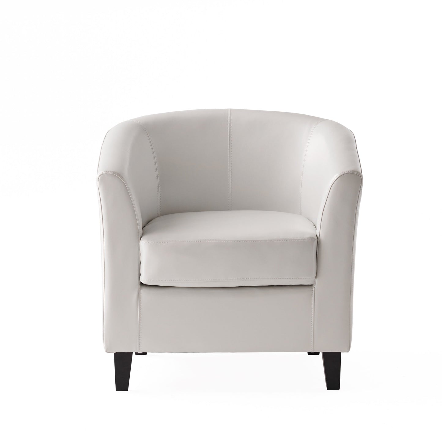 GDF Studio Miller Contemporary Upholstered Club Chair, Ivory Bonded Leather and Dark Brown