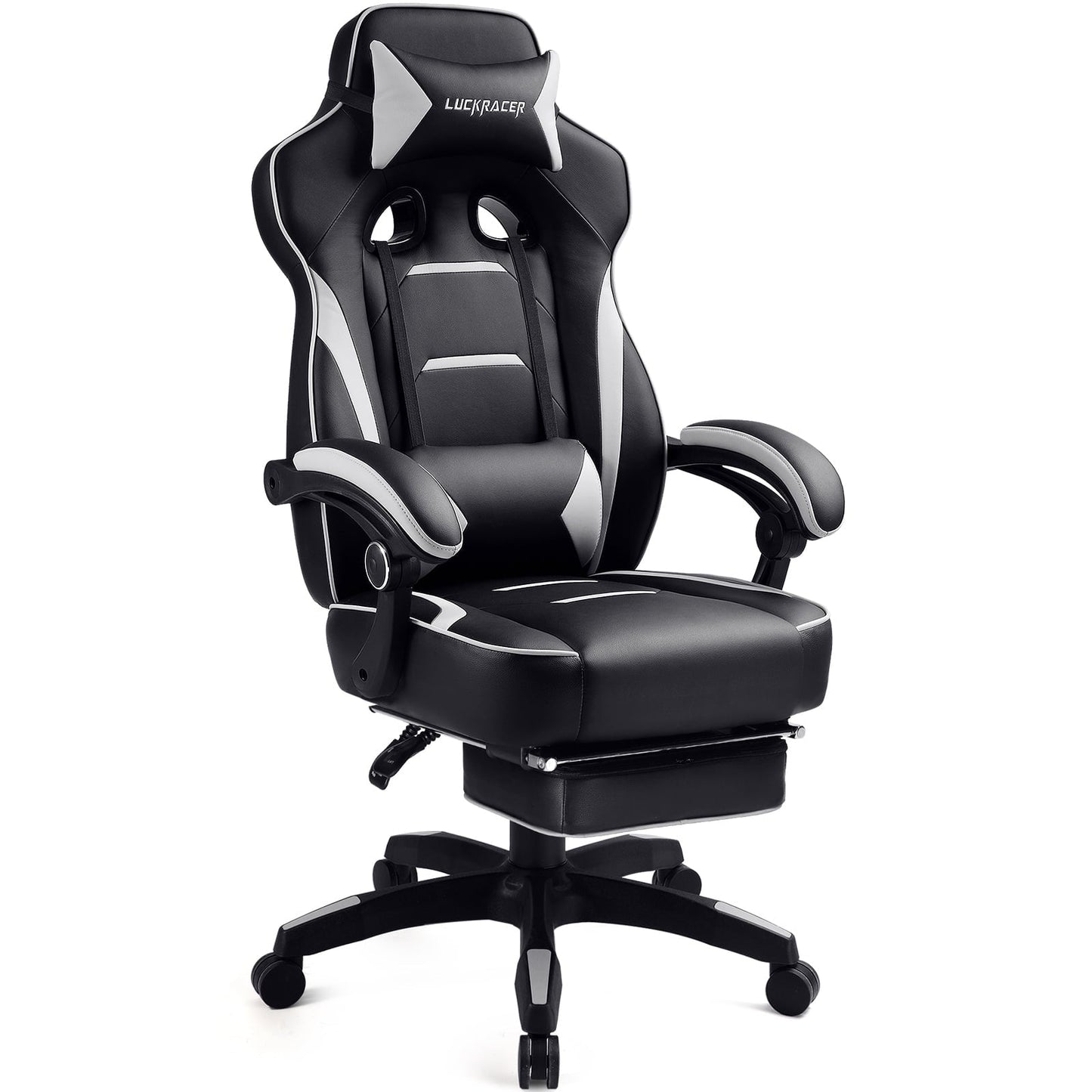 GTRACING Gaming Chair in Home with Footrest PU Office PC Chair, White