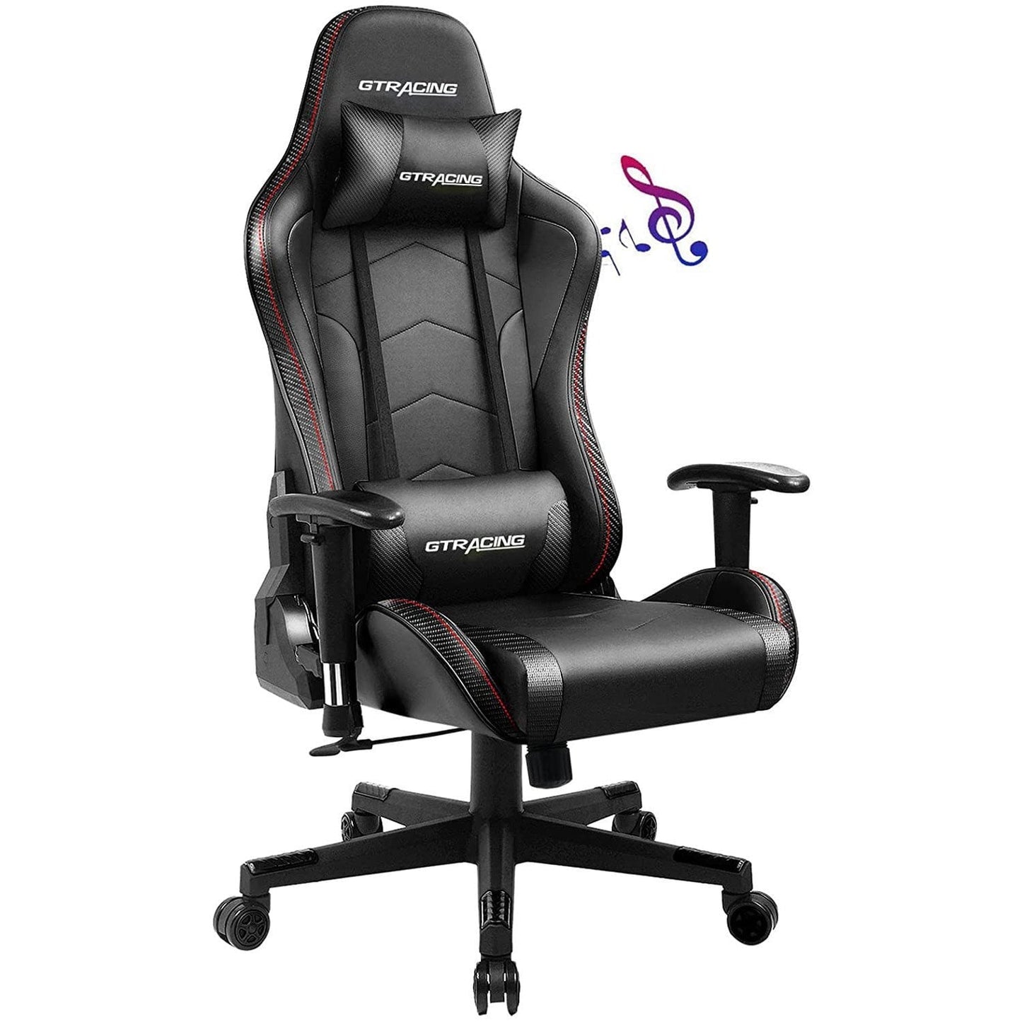 GTRACING Gaming Chair with Speakers Bluetooth in Home Office Computer Chair, Black