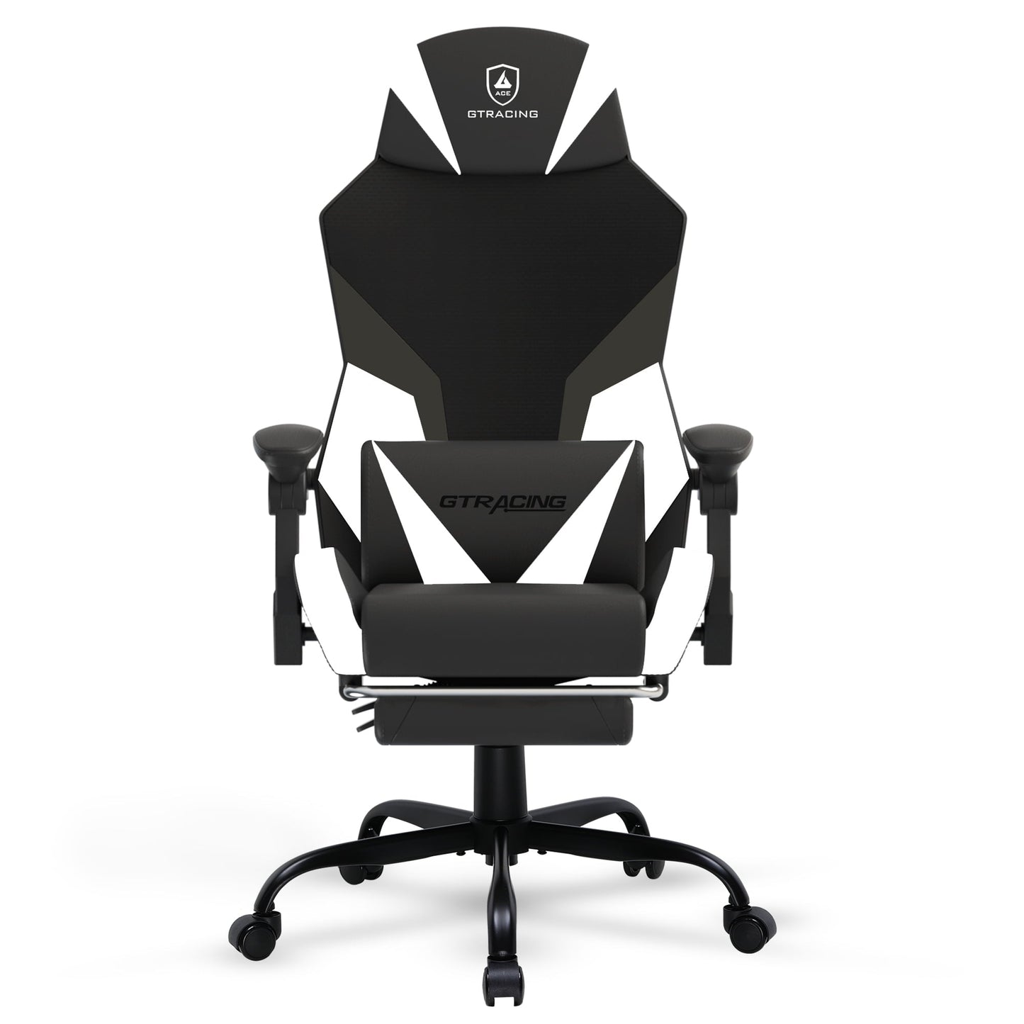 GTRACING Mesh & Faux Leather Office Gaming Chair with Footrest, White