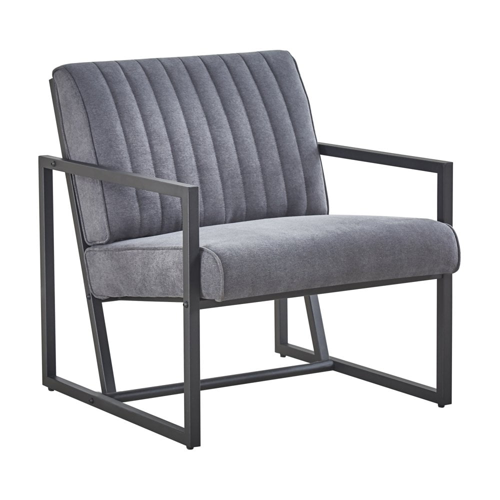GZXS Lounge Arm Chair, Mid Century Modern Accent Chair, Metal Frame Armchair for Living Room, Bedroom (Gray)