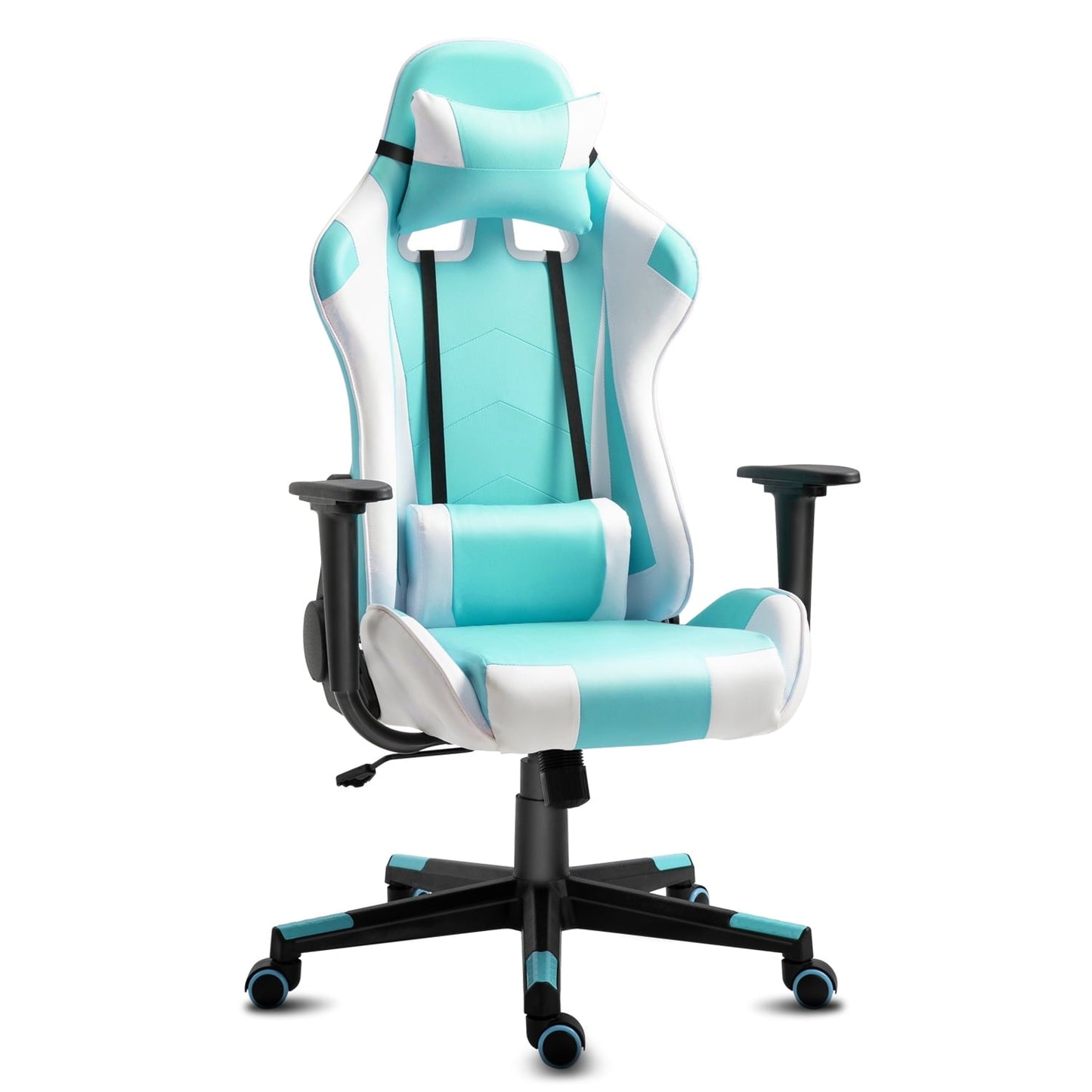 Gaming Chair Office Desk Chair Ergonomic Reclining Computer Chair Height Adjustable Swivel Recliner with Headrest Lumbar Support, Blue White