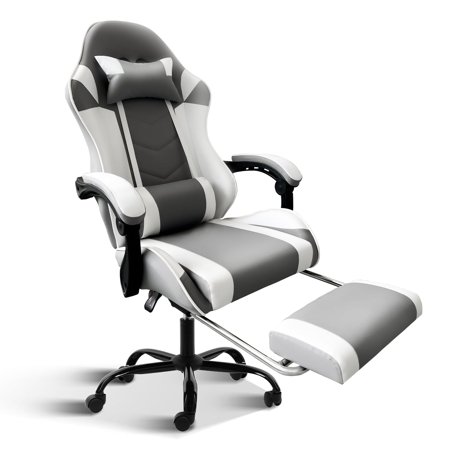 Gaming Chair with Racing Video Backrest, Office Computer Chair, High Back Ergonomic Adjustable Swivel Chair with Headrest and Lumbar Support, 400lb Capacity, 19.50'L x 24.25'W x 48.25'H