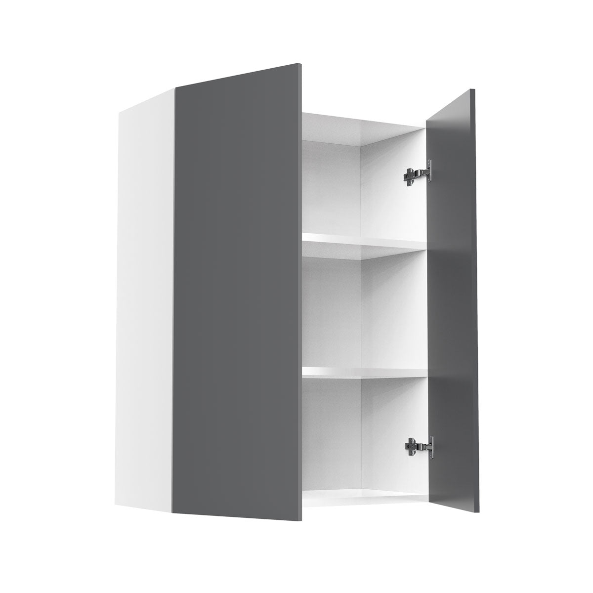RTA - Glossy Grey - Double Door Wall Cabinet | 24"W x 42"H x 12"D
