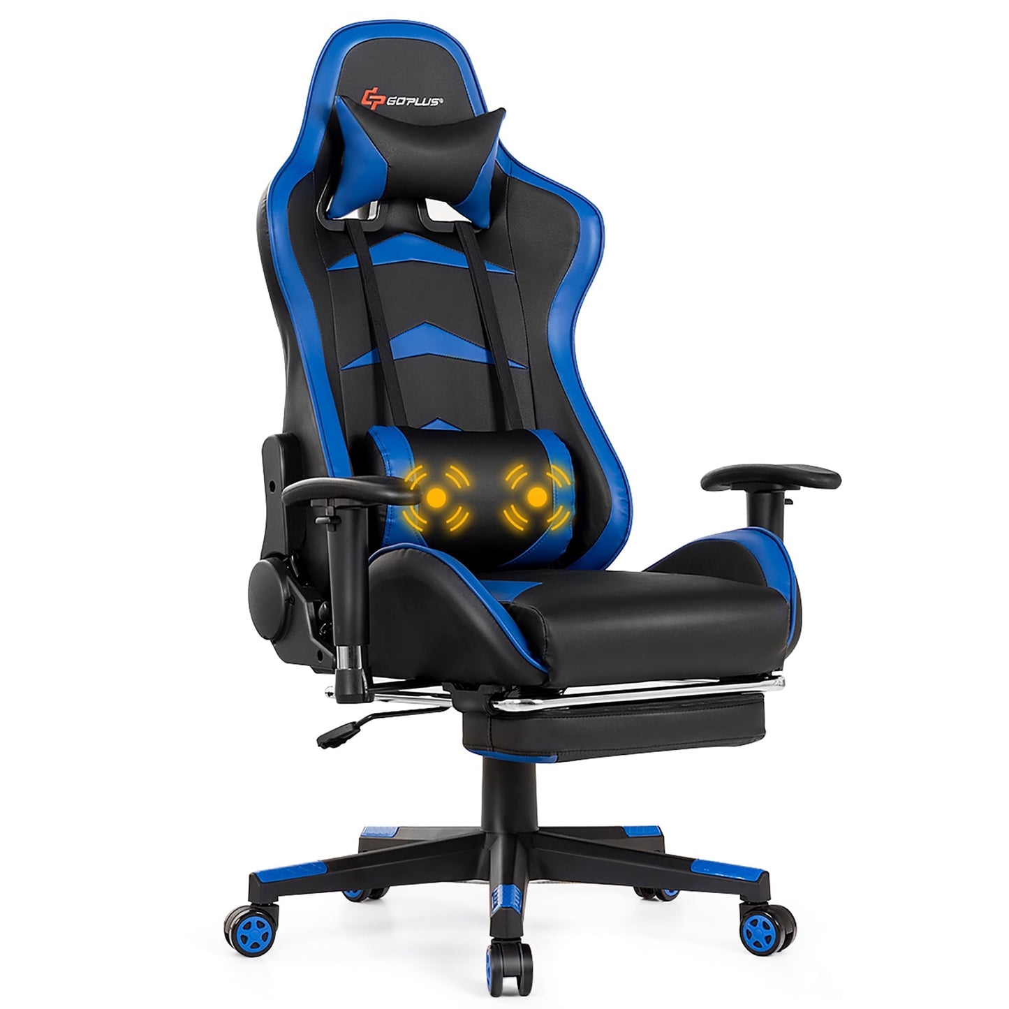 Goplus Office Massage Gaming Chair Reclining Swivel Racing with Footrest Blue