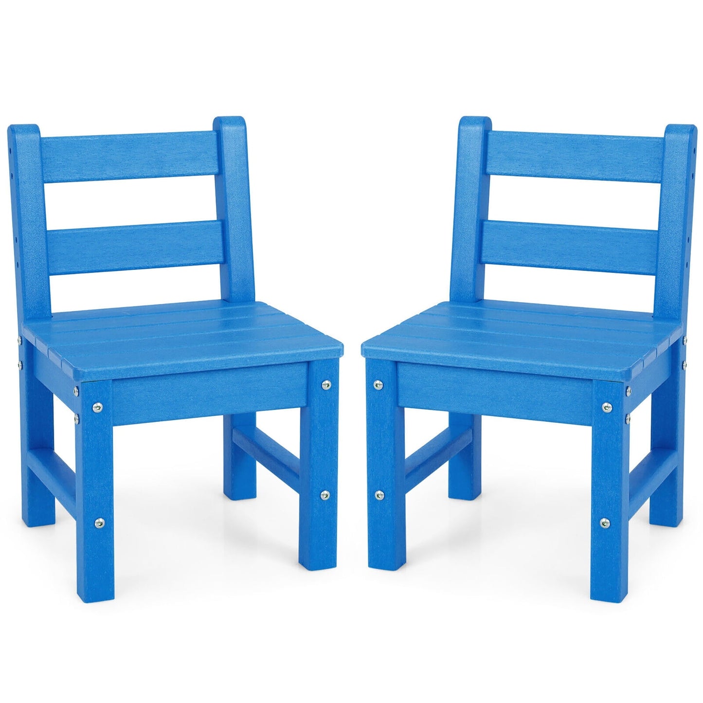 Gymax 2 PCS Kids Chairs Indoor Outdoor Heavy-Duty All-Weather Children Learning Chair Blue