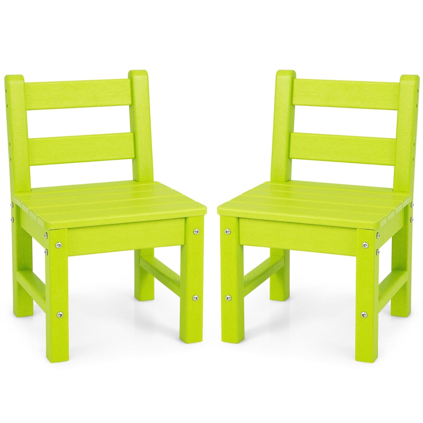 Gymax 2 PCS Kids Chairs Indoor Outdoor Heavy-Duty All-Weather Children Learning Chair Green