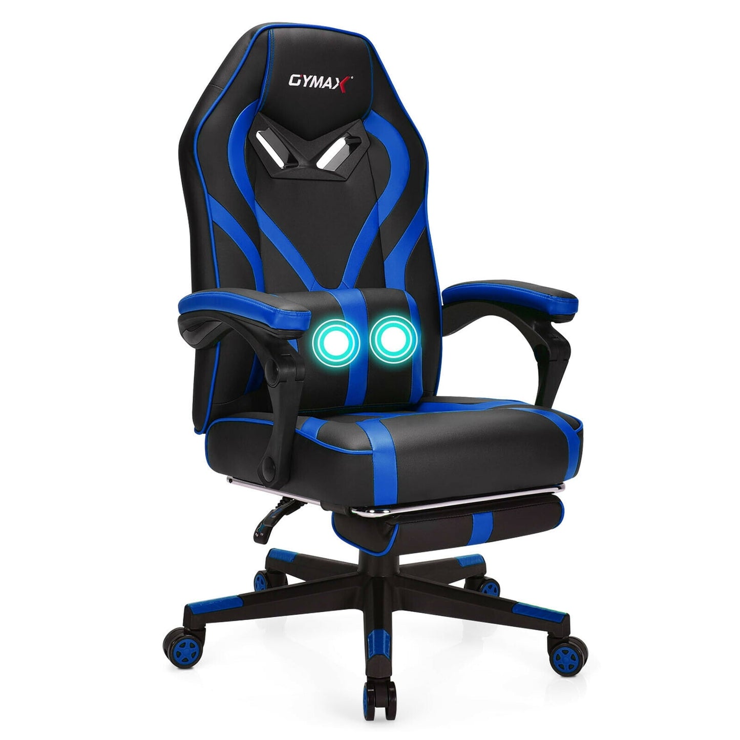 Gymax Massage Gaming Chair Racing Recliner Computer Desk Chair w/Footrest Blue