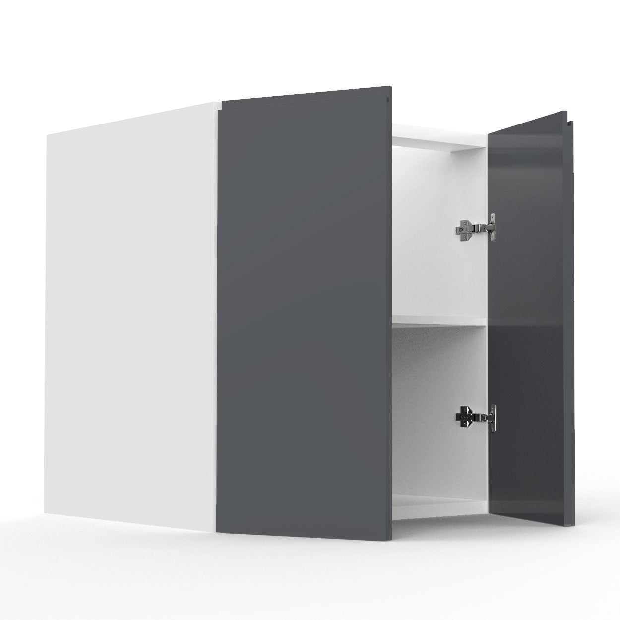 RTA - Lacquer Grey - Vanity Base Full Double Door Cabinet | 27"W x 30"H x 21"D