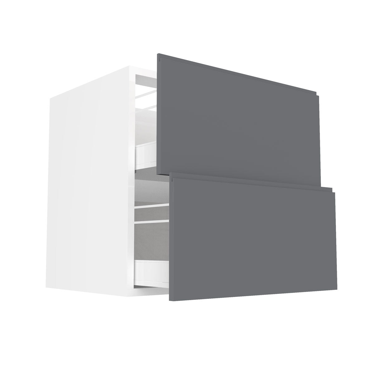 RTA - Lacquer Grey - Two Drawer Base Cabinets | 30"W x 30"H x 23.8"D