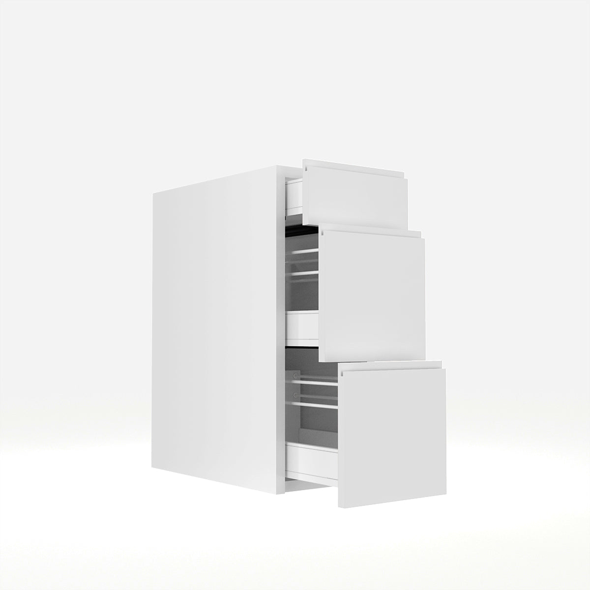 Vanity Cabinet - RTA - Lacquer White - Three Drawer | 12"W x 34.5"H x 21"D
