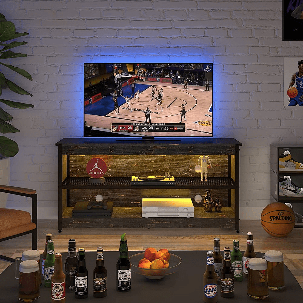 Bestier Entertainment Center for TV up to 60 Inch Gaming TV Stand with Led Lights 20 Modes Furniture > Cabinets & Storage > Ironing Centers Bestier Black