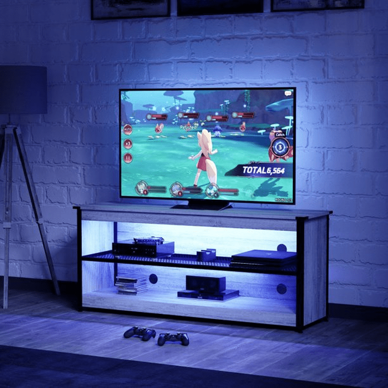 Bestier Entertainment Center for TV up to 60 Inch Gaming TV Stand with Led Lights 20 Modes Furniture > Cabinets & Storage > Ironing Centers Bestier Oak