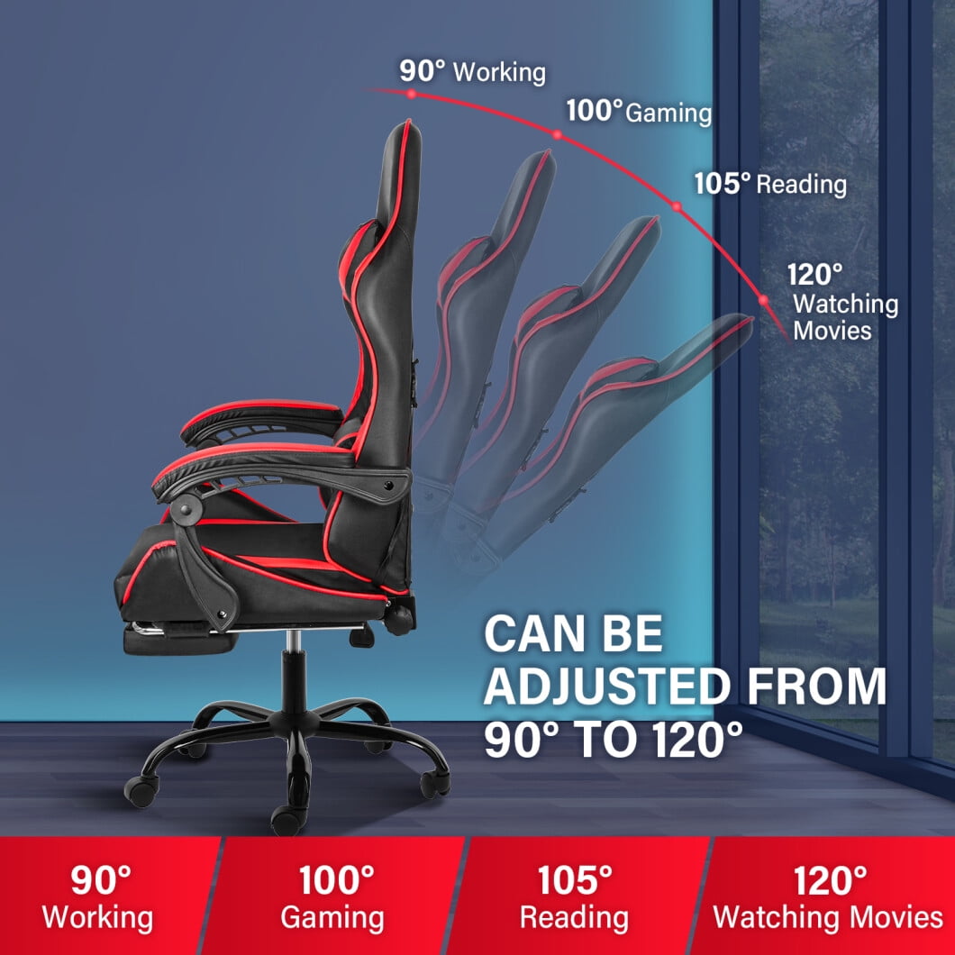 Gaming Chair, Ergonomic Office Chair with Footrest, High Back Video Game Chair, Adjustable Swivel Computer Chair with Headrest and Lumbar Support for Gaming Room