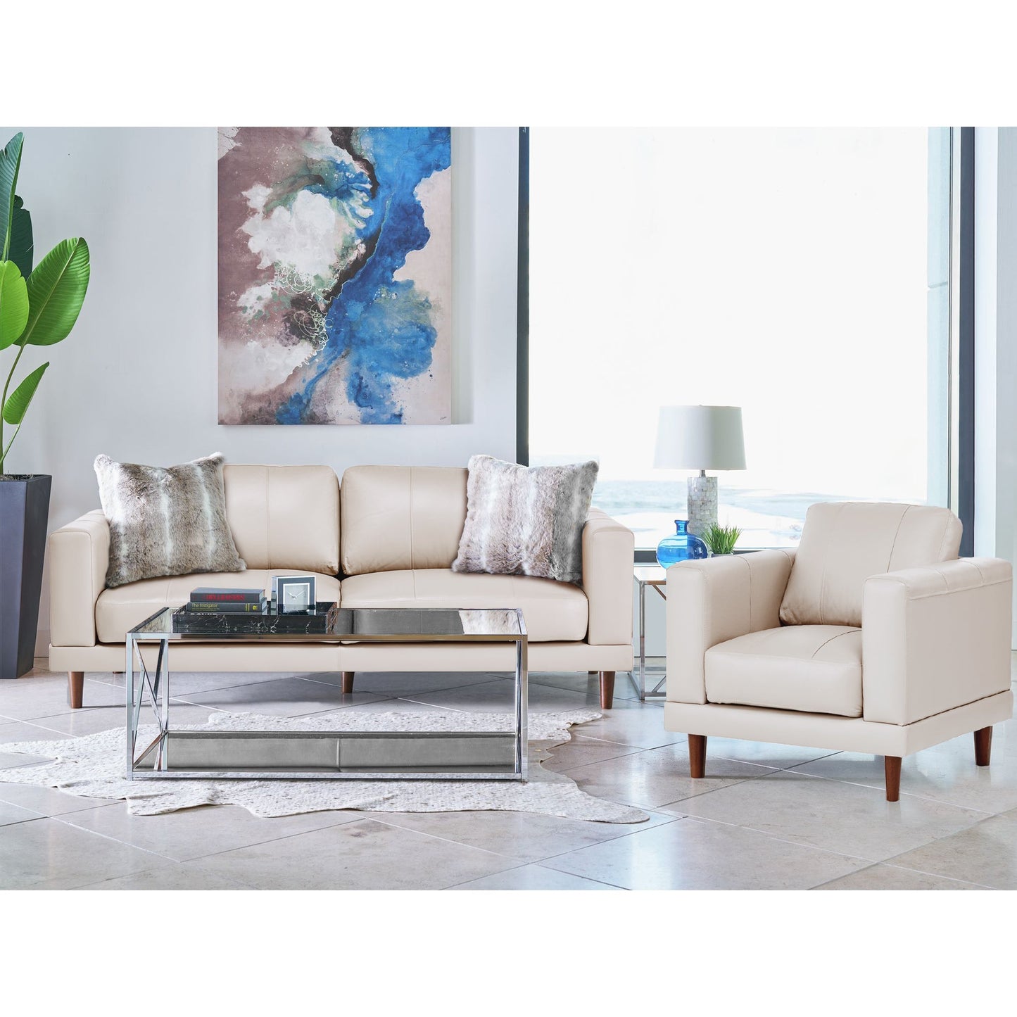 Hampton Chair in Fiero Cream (Top Grain/PVC)
