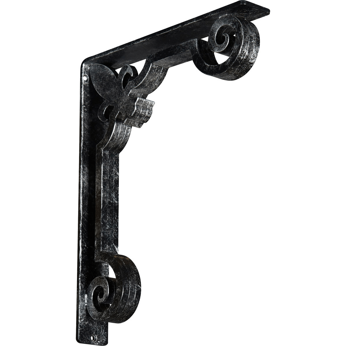 1 1/2"W X 10"D X 12"H Fleur De Lis Wrought Iron , (Single Center Brace), Antiqued Brass Furniture > Cabinets & Storage > Ironing Centers Ekena Millwork 2" W x 12" D x 15" H Antiqued Silver