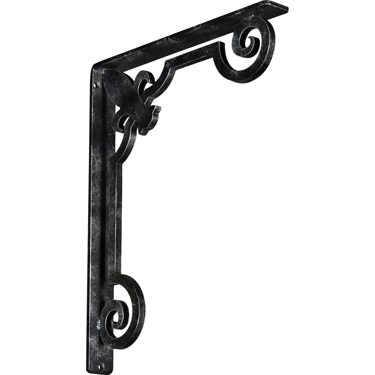 1 1/2"W X 10"D X 12"H Fleur De Lis Wrought Iron , (Single Center Brace), Antiqued Brass Furniture > Cabinets & Storage > Ironing Centers Ekena Millwork 1 1/2"W x 12"D x 15"H Silver