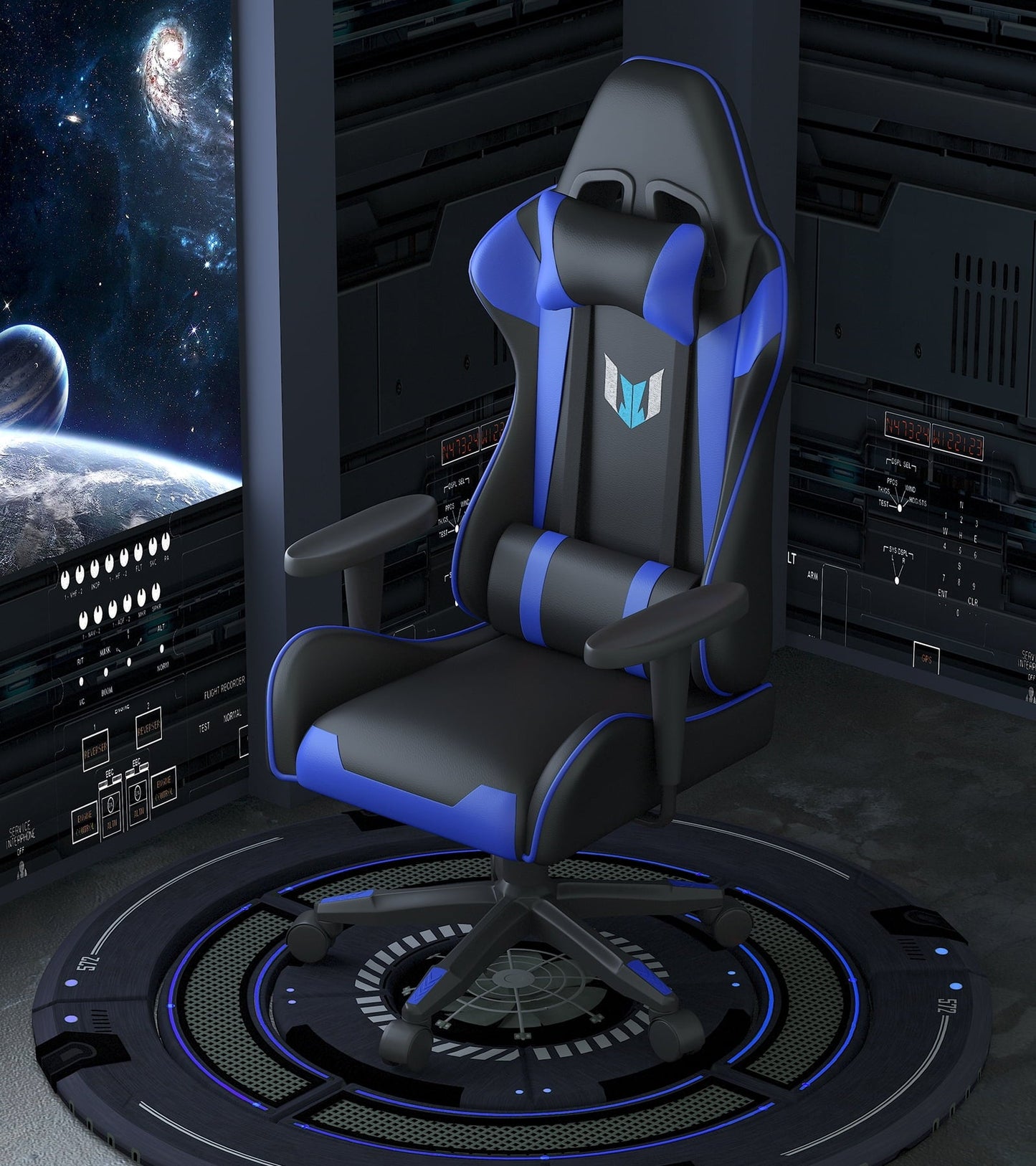 Bigzzia Gaming Chair Pu Leather Office Chair with Ergonomic Lumbar Pillow, Reclining Racing Game Chair Backrest and Seat Height Adjustable Swivel Recliner,Esports Chair with Headrest