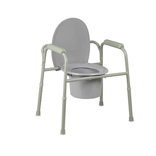 Cypress Medical Products, Folding Commode Chair Fixed Arm Steel Back, 4 Count