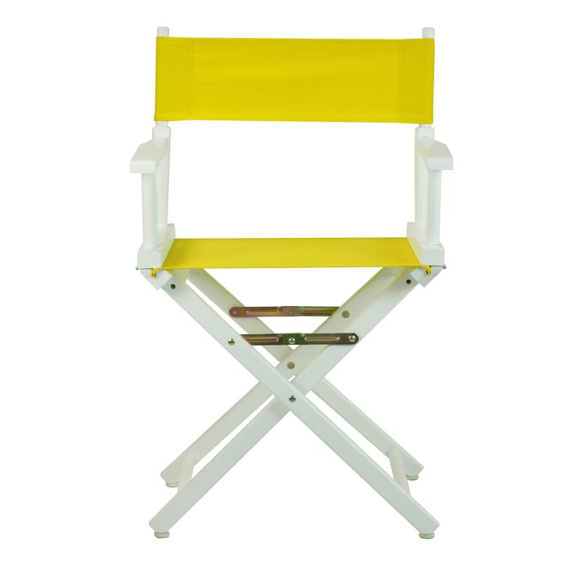 18" Folding Directors Chair w/ Armrests White Frame-Yellow Canvas