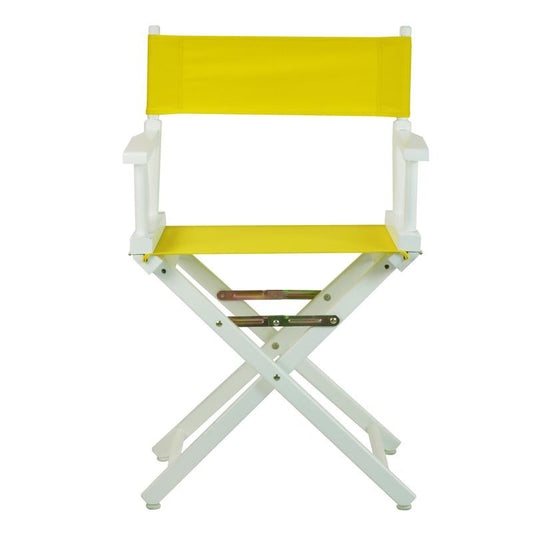18" Folding Directors Chair w/ Armrests White Frame-Yellow Canvas