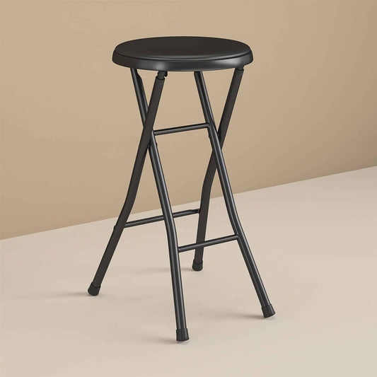 Folding Chair Padded Set Metal Bar Stool Durable Sturdy Portable Seating Black
