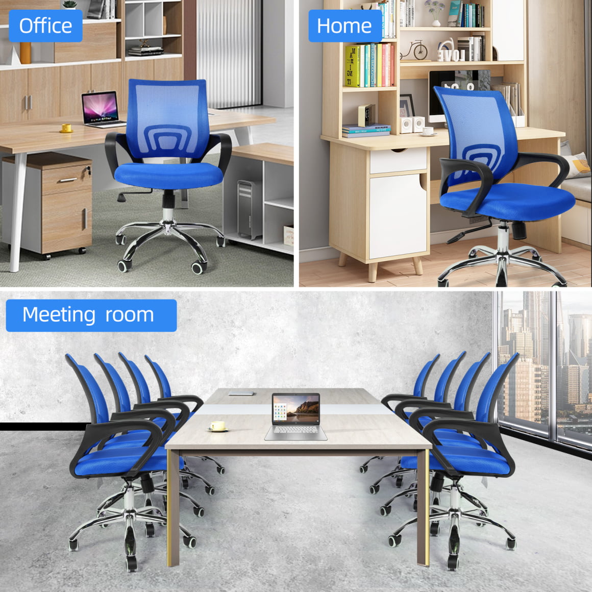 Task Office Chair, Ergonomic Mesh Computer Chair with Wheels and Lumbar Support, Study Chair with Adjustable Height for Students, Men and Women for Dorm, Home Office