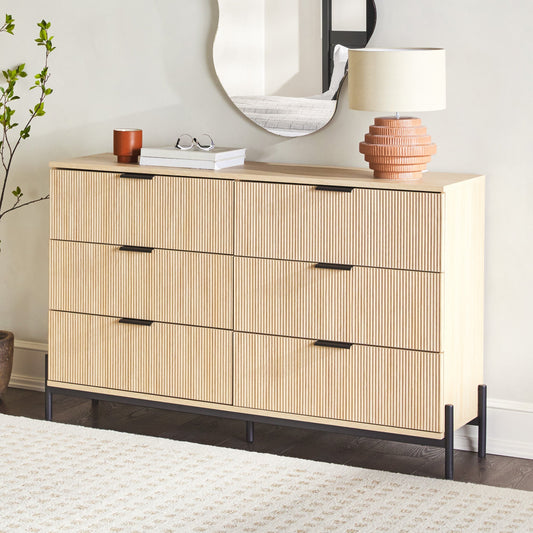 6-Drawer Dresser with Reeded Drawer Fronts